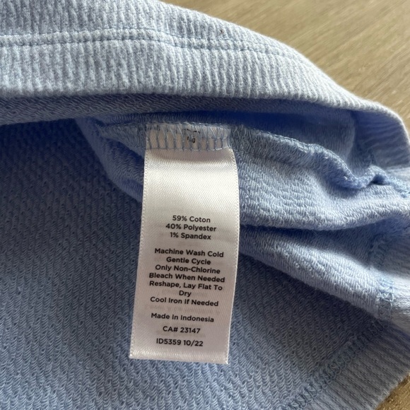 Talbots Puff Sleeve Top Womens SZ L Round Neck Light Purple Blue Cotton - Picture 6 of 7